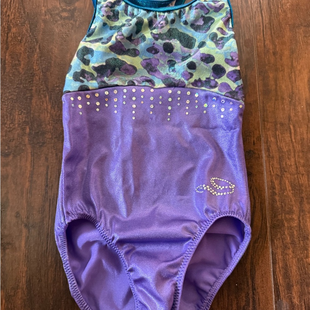 Purple and Blue Leopard Print Gymnastics Leotard